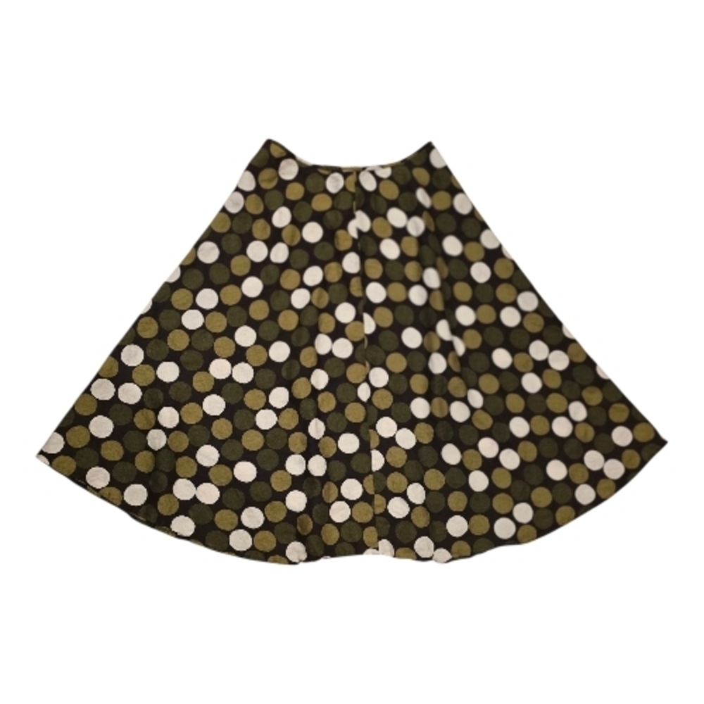 Hobbs London 90s Vintage Polka Dot Linen Circle Skirt - Olive Green - Picture 2 of 7